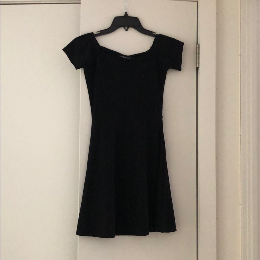 Black Off the Shoulder Skater Dress